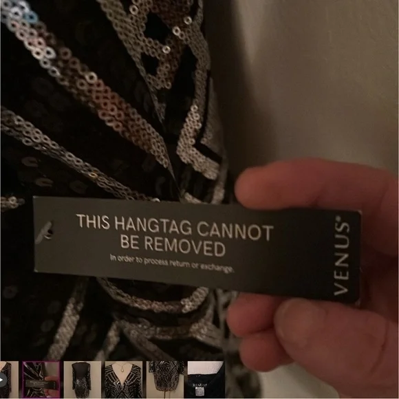 NWT Black Sequin Embellished Dress 6 - Picture 5 of 8